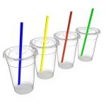 16oz PP PET Disposable Smoothie Cups Biodegradable Drinking Cups With Lids And