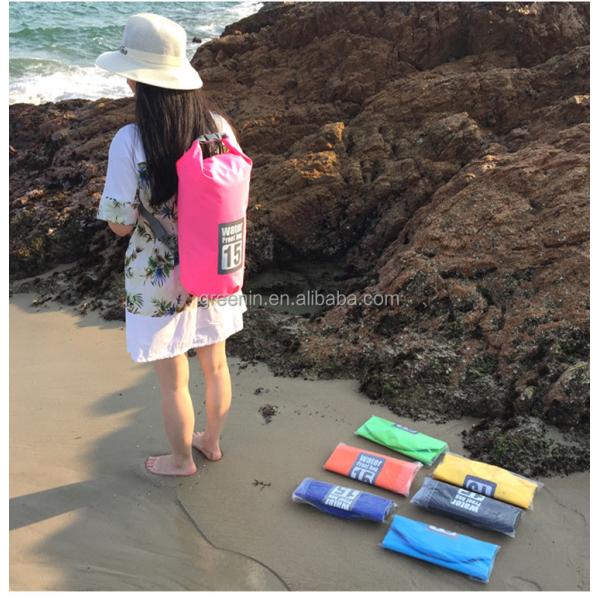 2022 New Design 15L PVC Tarpaulin Waterproof Bag Outdoor Dry Bag Camping Waterproof Backpack