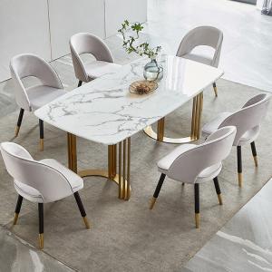China SEDIA Marble Dining Table Chair Sets With Stainless Steel Legs on sale