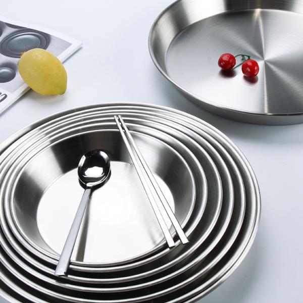 Silver Plated 20cm 34cm Stainless Steel Camping Plates Set