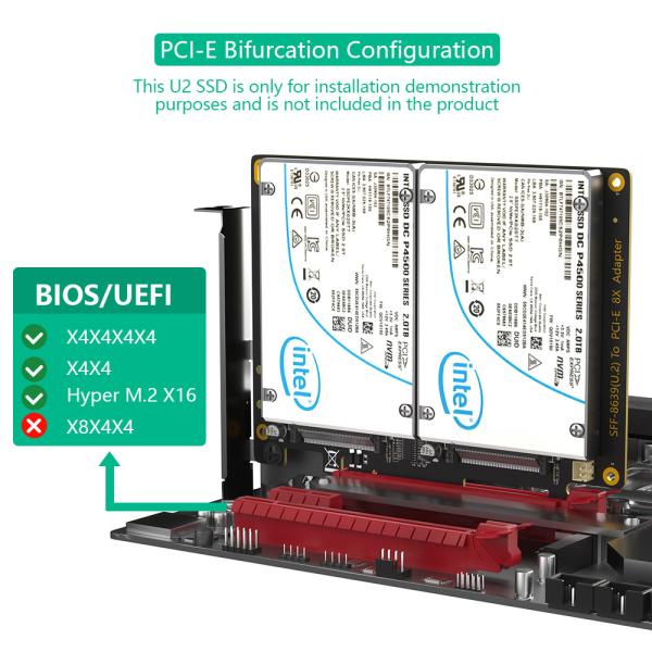 Dual U.2 SSD To PCIe 4.0 X8 Adapter Lightning-Fast Data Transfer