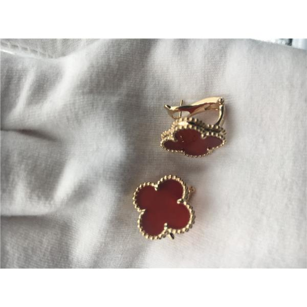 Van Cleef Arpels Vintage Alhambra earrings 18k yellow gold with carnelian