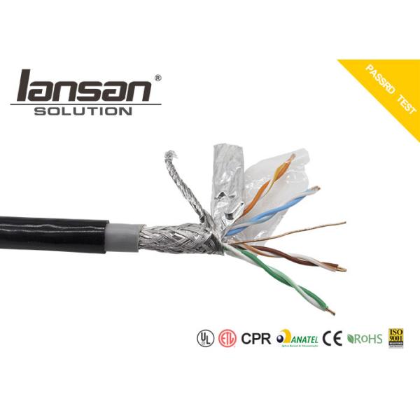 PE PVC Cat5e Lan Cable Bare Copper Black SFTP 24AWG 305m Twisted 4PR CCA BC