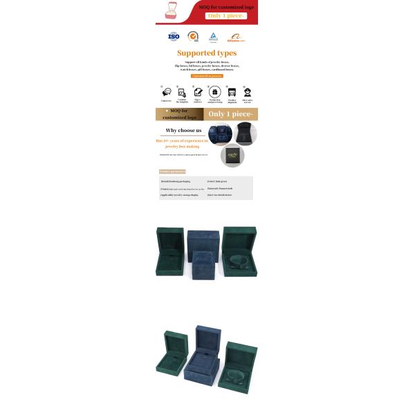 Customized Dark Velvet Jewelry Box for Luxury Necklace Earrings Bracelet Ring 9*9*4cm