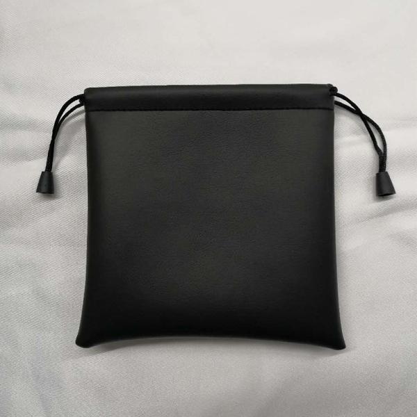 Manufacturers Supply Black PU Drawstring Bag, Environmentally Friendly Headphone Cable Data Cable Storage Bag, Can Be Used As PU Shrapnel Storage Bag