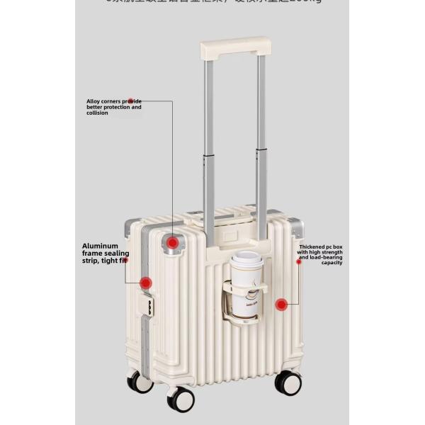 360° Spinner Wheels Lightweight Aluminum Frame Carry-On Luggage with Scratch-Resistant Sit-On Design and Zipper Closure