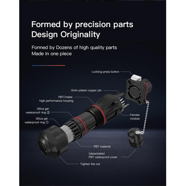 CNLINKO BD24 Plastic 19 Pin Industrial Waterproof Cable Panel Mount Connector