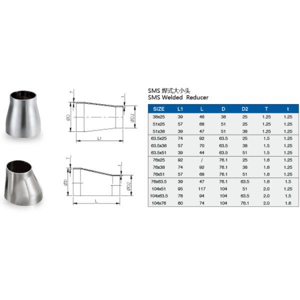 Concentric Stainless Steel Welded Pipe Fittings Pipe Reducer SMS
