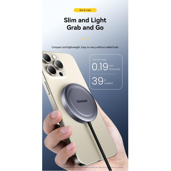 ESSAGER ES-WC11 QI2 Fast Charging Wireless Charger 5W 7.5W 10W 15W