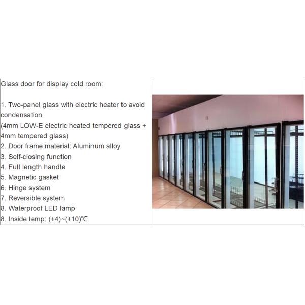 Glass door commercial supermarket walk in cooler beverage milk display refrigerator
