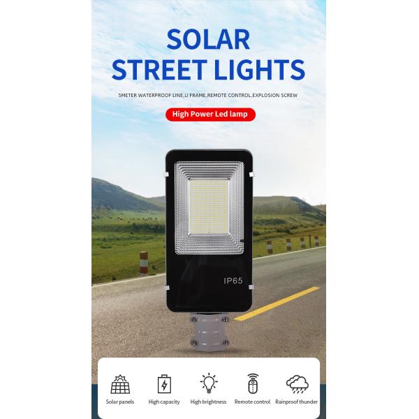 LED solar street light outdoor|200w light on from dusk to dawn|24000mAh commercial solar street light