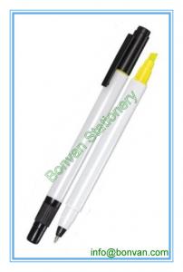 China two use plastic highlighter pen,highlighter+ballpoint pen wholesale