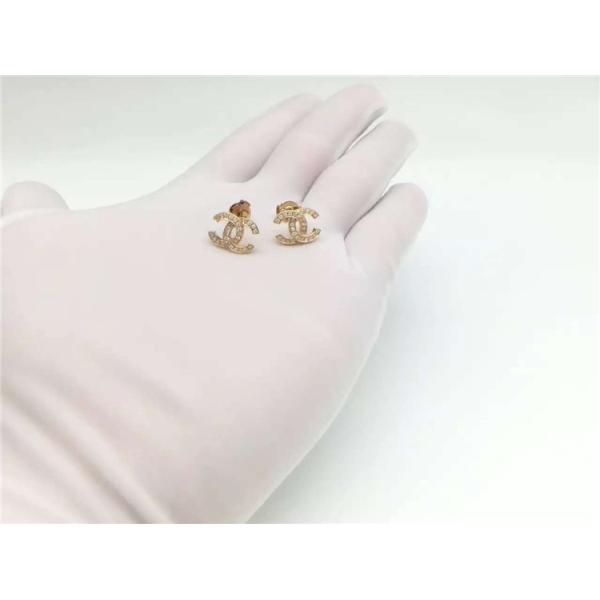 Logo Earrings in 18K Yellow Gold with Dropping Pearl Fashion Lady Jewelry Global Shipping