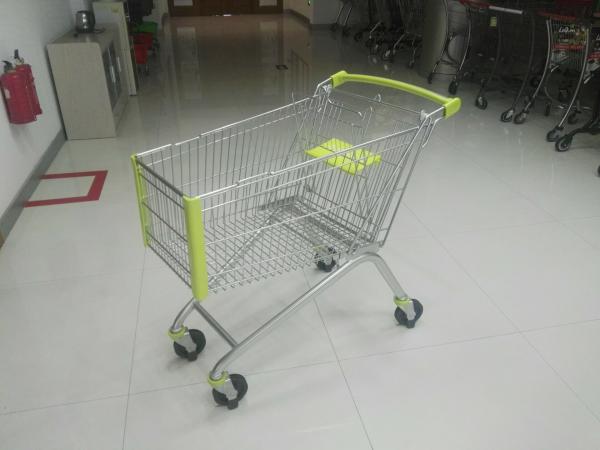 Quality 150 Liter Grocery / Supermarket Shopping Carts With Front Bumpers for sale