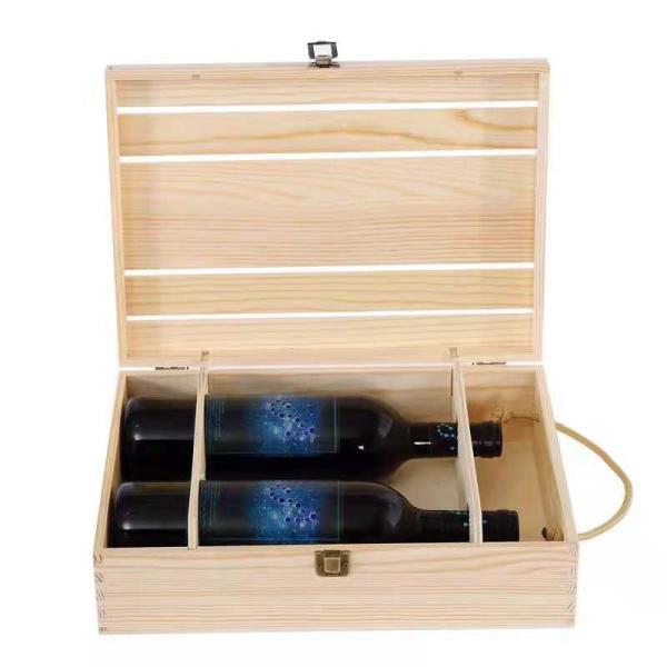Reusable Double Wine Wooden Box Packaging Moistureproof Thickened