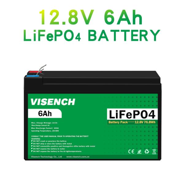 Visench CE Certificate 12.8V 6Ah Rechargeable Battery LiFePO4 Lead Acid Replace Lithium Ion Battery 12V 6Ah