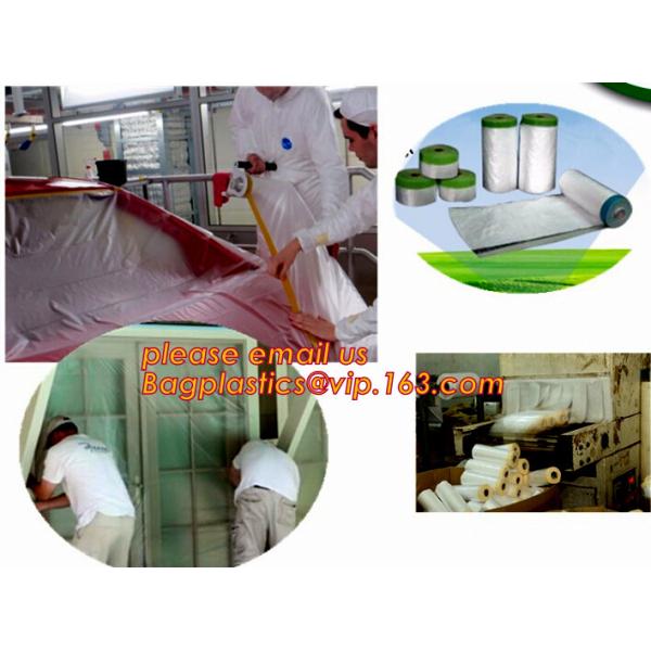 4m*5m plastic cover sheet for furniture, Taped clear HDPE plastic masking film, Plastic car paint plastic cover tape ma