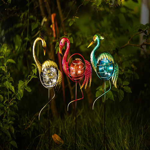 Lifelike Animals Solar Metal Garden Ornaments Powered Solar Lawn Ornaments