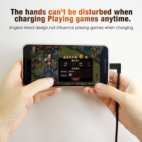 Right Angle 100 Cm USB Type C Cable Black Color Nylon Braid Cable Material