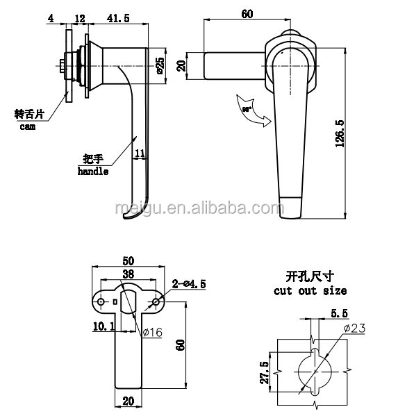 Silver Garage Door Handle Lock Chrome Plated Keyless Cabinet Lock