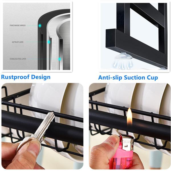 30inch Height 2 Tier Dish Drying Rack , Sink Adjustable Rack 12inch Width