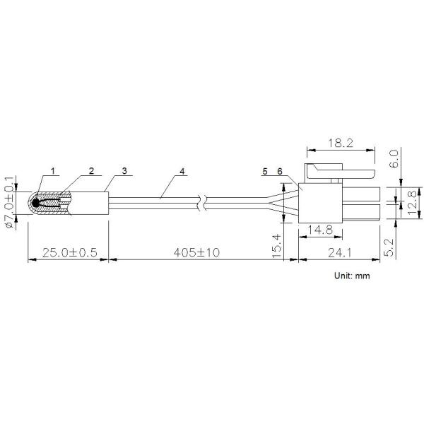 Samsung Refrigerator Spare Part Defrost Micro Temperature Sensor 5KOhm 3218 With ABS Housing 7x25mm Connector 35965-020