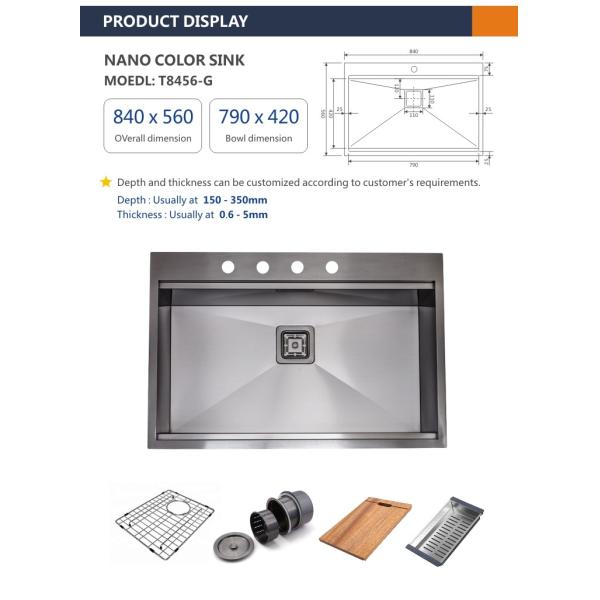 33" Brushed Topmount 84x56 Single Bowl Stainless Kitchen Sink
