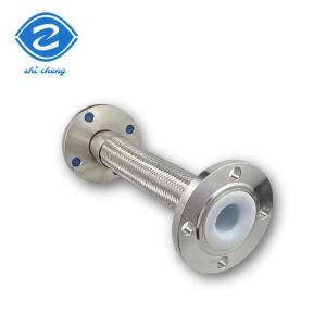 China DN32 DN3000mm 16 Ptfe Lined Stainless Steel Braided Hose Garden Compensator Flexible 304 Flange Braided Metal Hose on sale