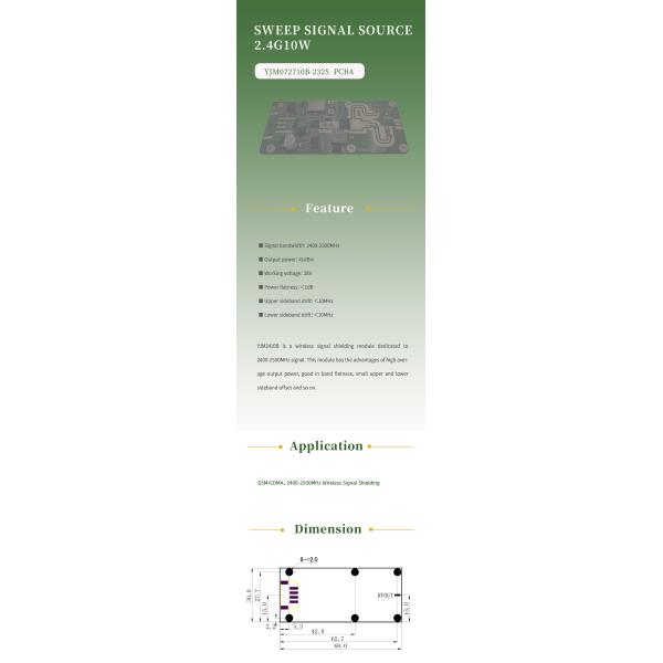 10W 2.4G Wireless Signal Jammer PCB For 3G/4G/WiFi Drone PCBA