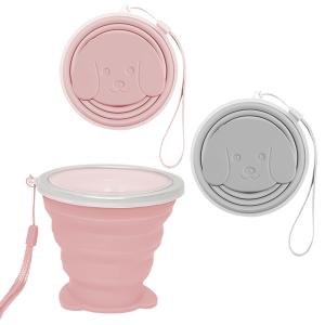Customized Puppy Silicone Foldable Cup 180ml With Hand Strap