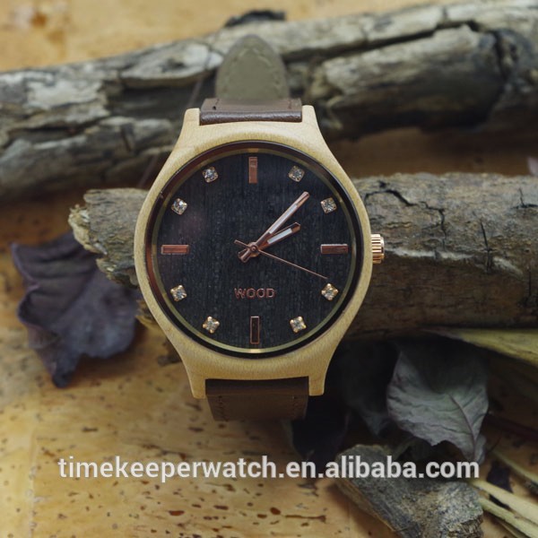custom wood watches ladies 2015 , wooden bamboo and leather watches oem