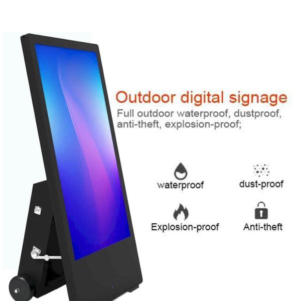 Outdoor Movable Digital Display Totem Advertising Signage Waterproof IP65 Super Thin