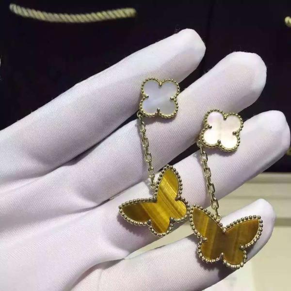 Van Cleef & Arpels 18K Yellow Gold Earring Clap Butterfly Drop Earrings Shenzhen Jewelry Market