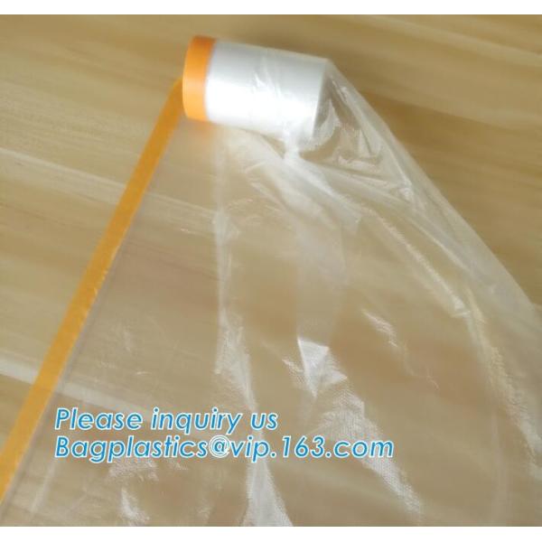 4m*5m plastic cover sheet for furniture, Taped clear HDPE plastic masking film, Plastic car paint plastic cover tape ma