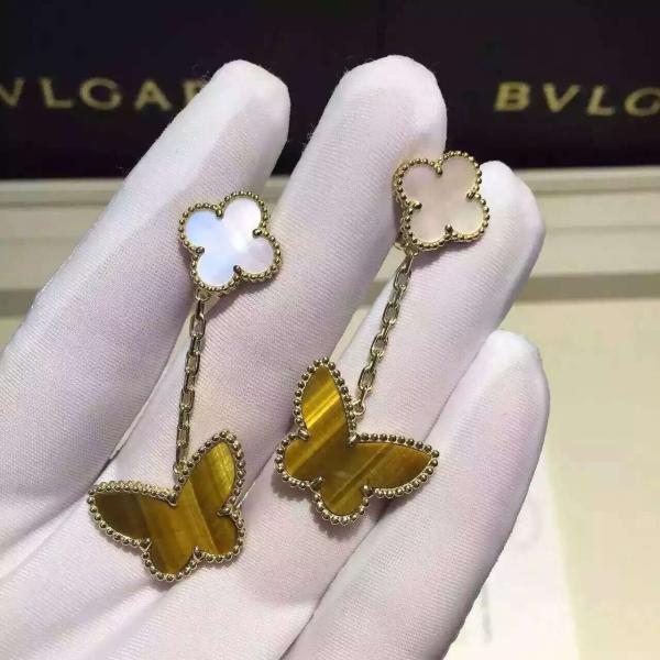Van Cleef & Arpels 18K Yellow Gold Earring Clap Butterfly Drop Earrings Shenzhen Jewelry Market