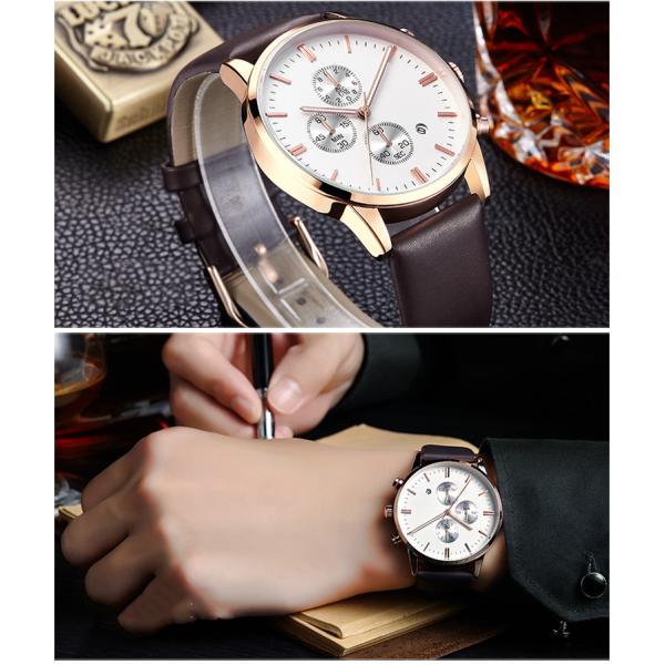 Fashion Alloy Quartz Mens Watch Perpetual Calendar Water Resistant
