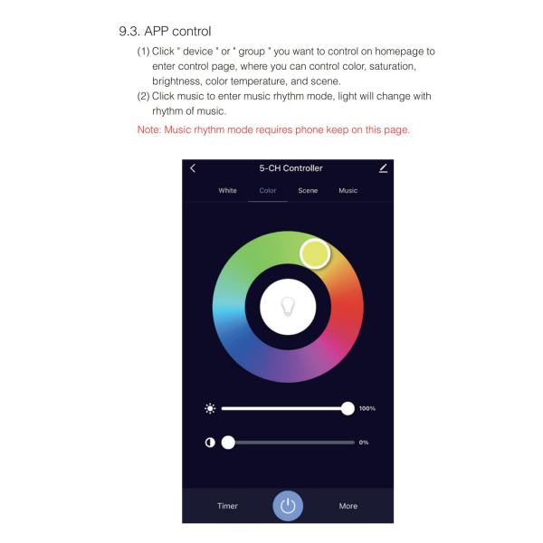 WB5 Controller LED Strip Light Parts 5CH RGB RGBW CCT Dimmer Controller