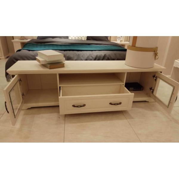 White Color European Contemporary Furniture TV Entertainment Unit With Three Drawers