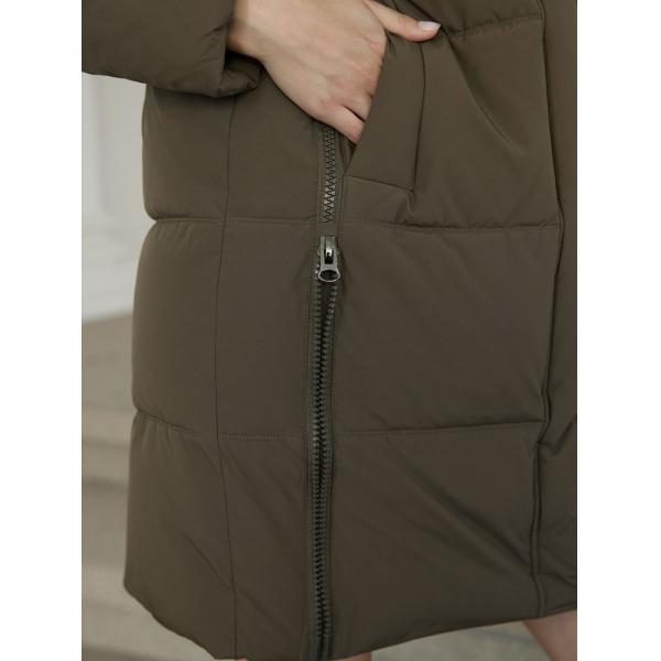 Outdoor Ladies Waterproof Puffer Jacket Brown Waterproof Padded Long Coat