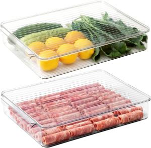China Refrigerator Organizer Bins,Food Storage Container With Lids For Fruit, Vegetables, Bacon Meat Cheese Keeper wholesale
