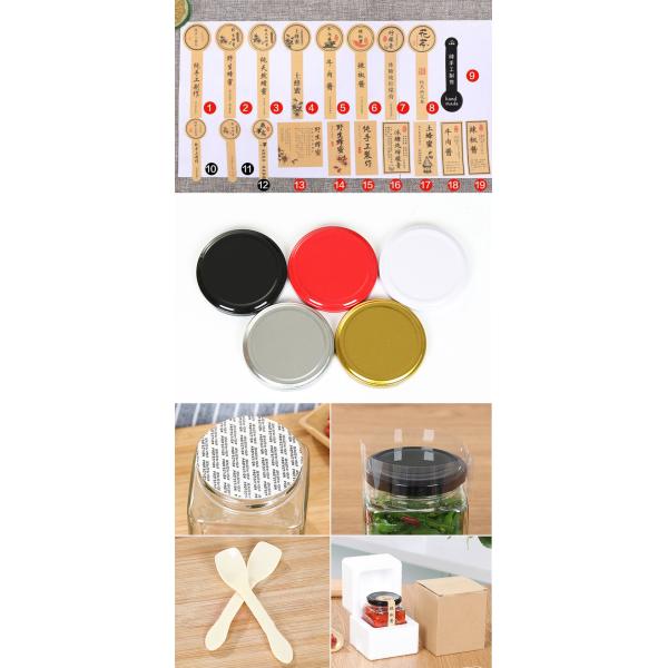 Square Glass Jam Jar For Jelly Storage Leak Proof Plastisol Lined Lids Multi Volume