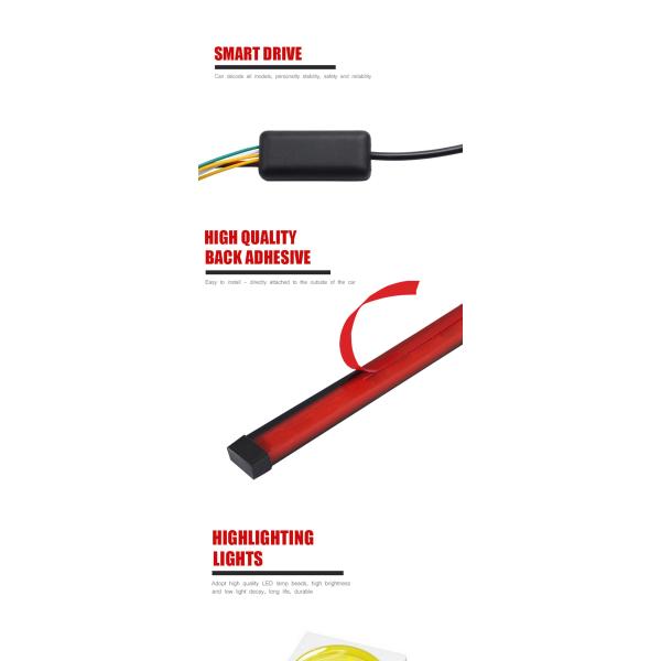 Flexible Red Flashing Car Headlight LED Tube Strip Third Brake Light Rear Tail High Mount