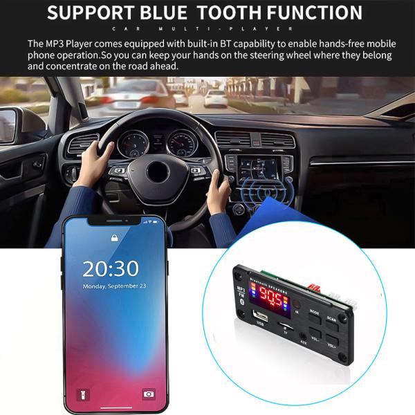 2*25W 50W Car Audio USB TF FM Radio Bluetooth MP3 Amplifier Module with 5.0 Channels