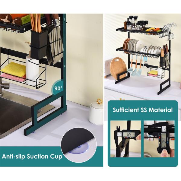 30inch Height 2 Tier Dish Drying Rack , Sink Adjustable Rack 12inch Width