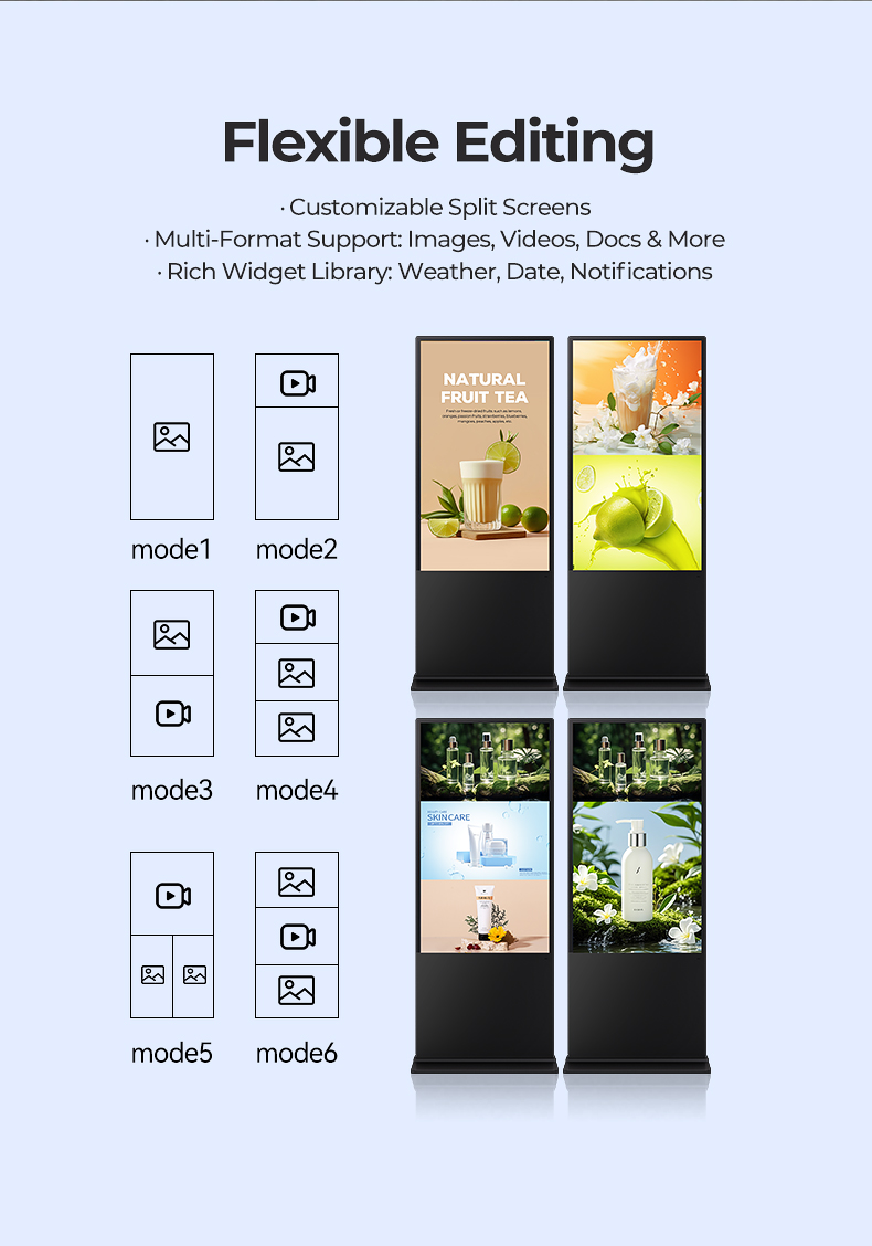 Dustproof Indoor LCD Infrared Touch Screen Advertising Player Display Floor Standing Totem Kiosk