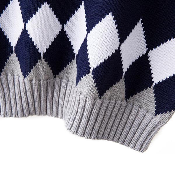 OEM Tartan Knitted Waistcoat 100% Cotton Preppy Sweater Vest For Kids