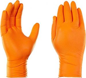 China Industrial Gloves Heavy Duty Nitrile Work Gloves Powder Free Diamond Pattern wholesale