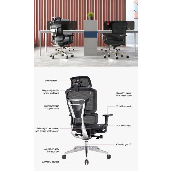 Factory Wholesale High Quality Promotional Black Swivel Staff Reception Ergonomic Mesh Office Desk Chair With Lumbar Support