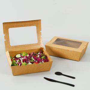 China Salad 337gsm Biodegradable Disposable Tableware Food Packaging Box With Window wholesale