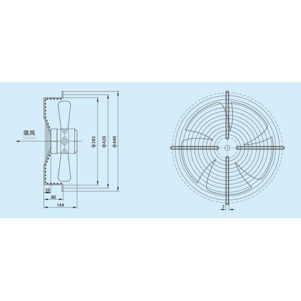 Wall Mount Exhaust External Rotor Industrial Axial Flow Fan , Blower Axial Fan